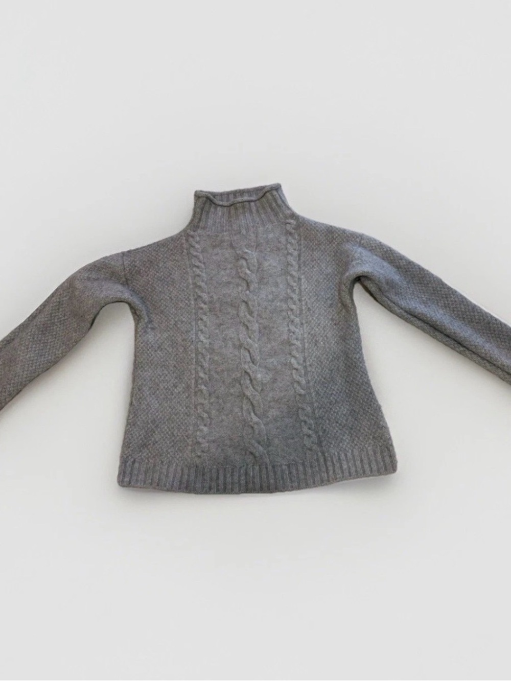 Mantovani Studio Gray 100% Italian Cashmere Ribbed Turtleneck Sweater Large L